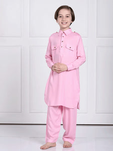 Aariv Pink Pathani Kurta Pajama Set