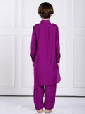 Amer Purple Pathani Kurta Pajama Set