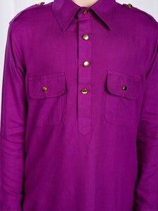 Amer Purple Pathani Kurta Pajama Set