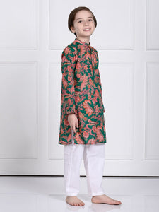 Anam Dark Green Pathani Kurta Pajama Set