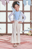 Gaia Thread Embroidered Bib With Bell Bottom Pants And Shirt- Set Of 3