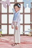 Gaia Thread Embroidered Bib With Bell Bottom Pants And Shirt- Set Of 3