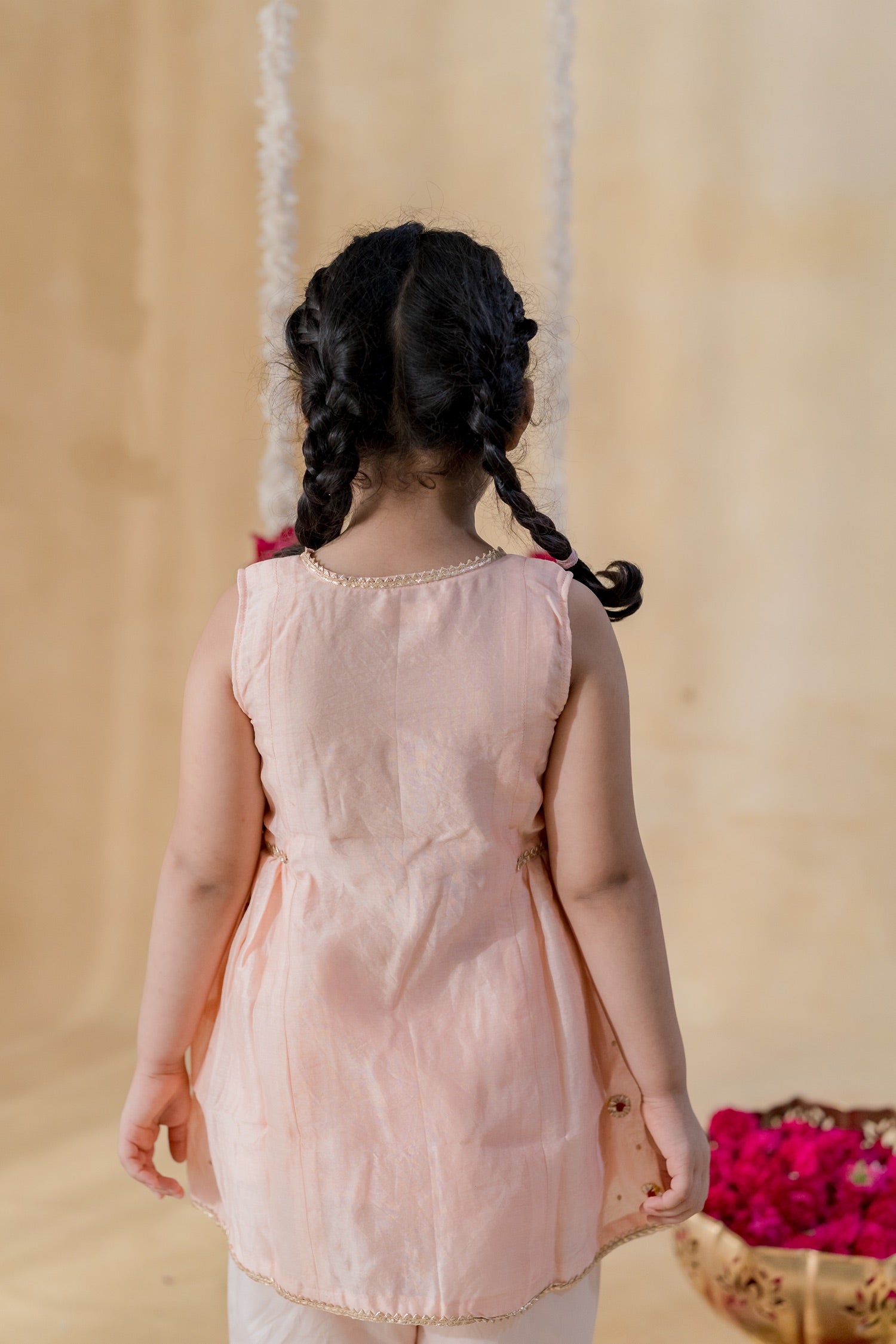 PEACH ANGRAKHA PETAL KURTA