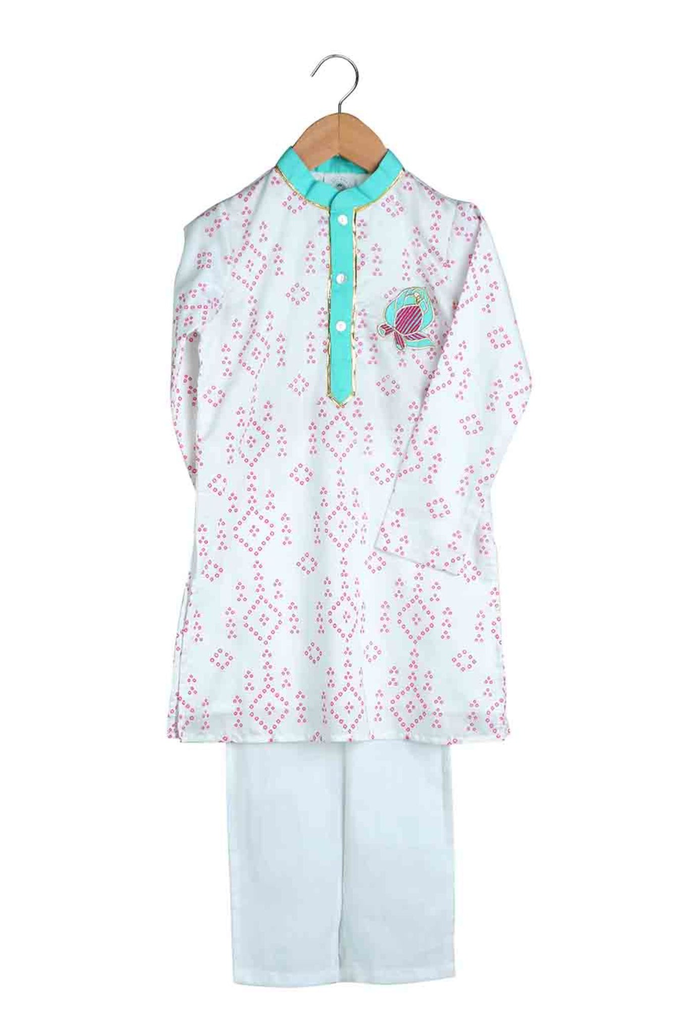 Embroidered Bandhej Kurta