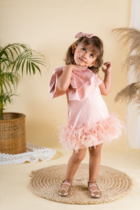 Blooming Feather Dress Soft Pink