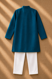 Teal Embroidered kurta st Set