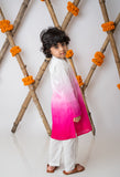 Fuachia Shaded Kurta With Motif Set For Boys