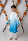 Cobalt Shaded Kurta With Motif Set For Boys