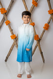 Cobalt Shaded Kurta With Motif Set For Boys