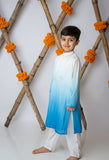 Cobalt Shaded Kurta With Motif Set For Boys