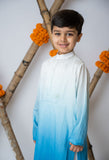 Cobalt Shaded Kurta With Motif Set For Boys