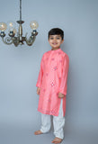 Coral All Over Embroidered Kurta Set For Boys