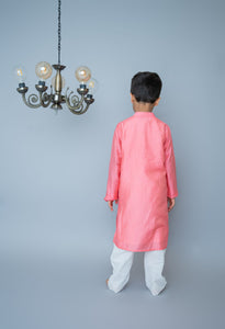 Coral All Over Embroidered Kurta Set For Boys