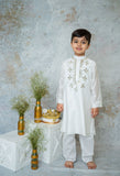 Ivory Mirror Embroidery Kurta Set Fort Boys