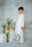 Ivory Mirror Embroidery Kurta Set Fort Boys