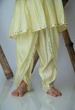 Lemon Mirror Embroidery Dhoti Set For Girls