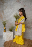 Yellow Mirror Embroidery Cut Out Sharara With Dupatta For Girls