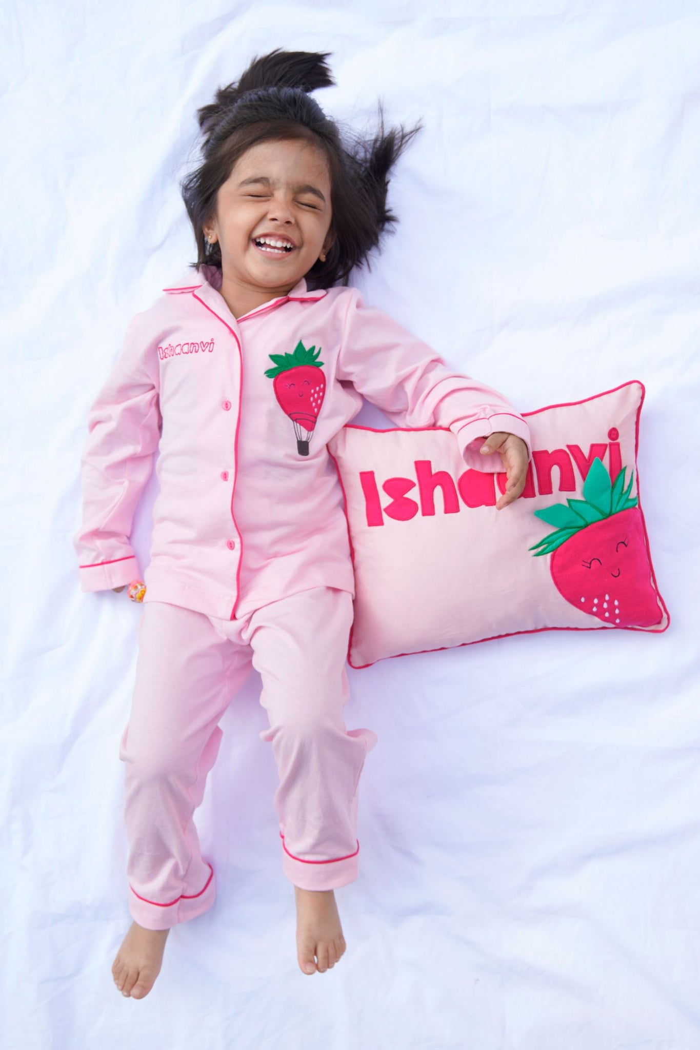 Customized Berry Baloon Nightsuit And Cushion Set