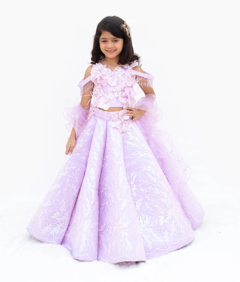 Lilac Embroidered Lehenga Choli