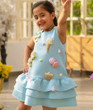 Blue Neoprene Party Dress
