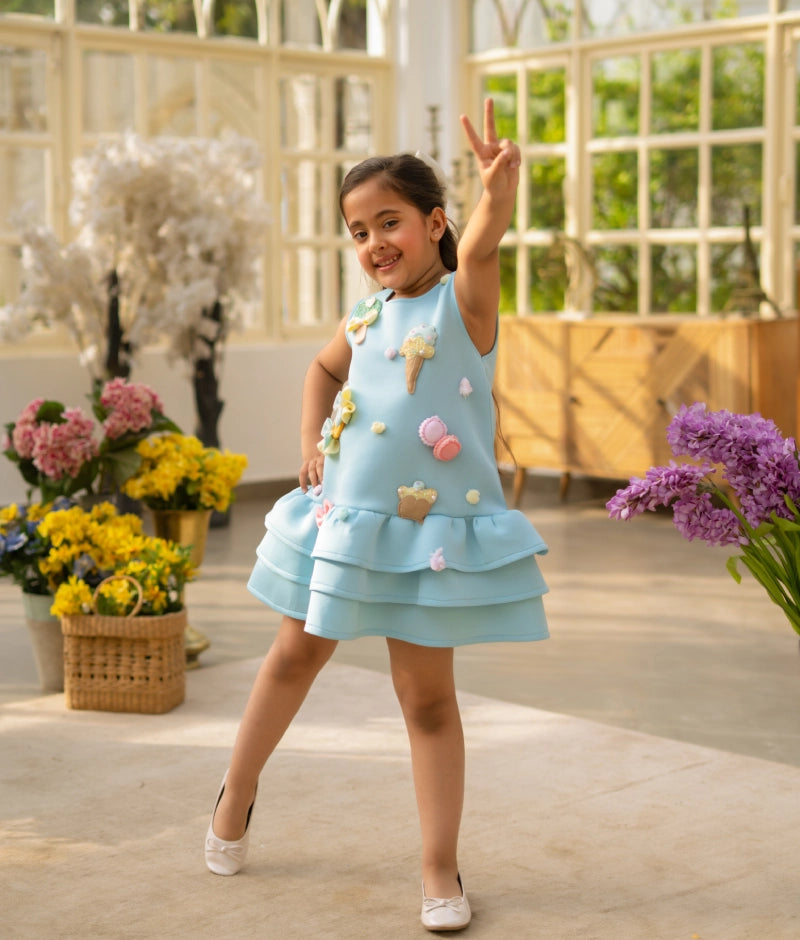 Blue Neoprene Party Dress