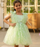 Green 3D Flower Party Frock