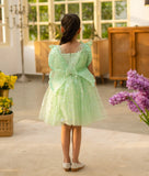 Green 3D Flower Party Frock