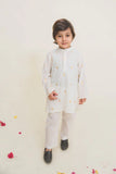 Full Sleeves White & Gold Print Kurta