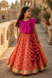 Fuchia tasselled lehenga set