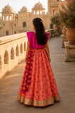Fuchia tasselled lehenga set