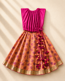 Fuchia tasselled lehenga set