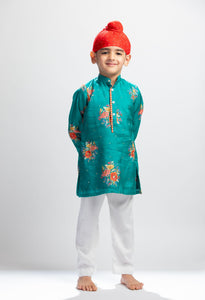 Green Floral Kurta Set