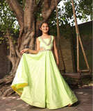 Green Floral Anarkali Set