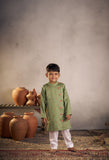 Olive Kurta Set For Boys