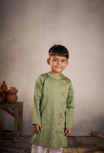 Olive Kurta Set For Boys