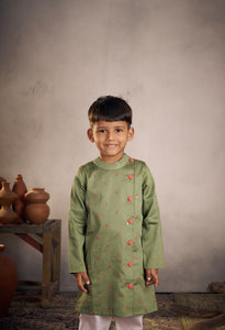 Olive Kurta Set For Boys