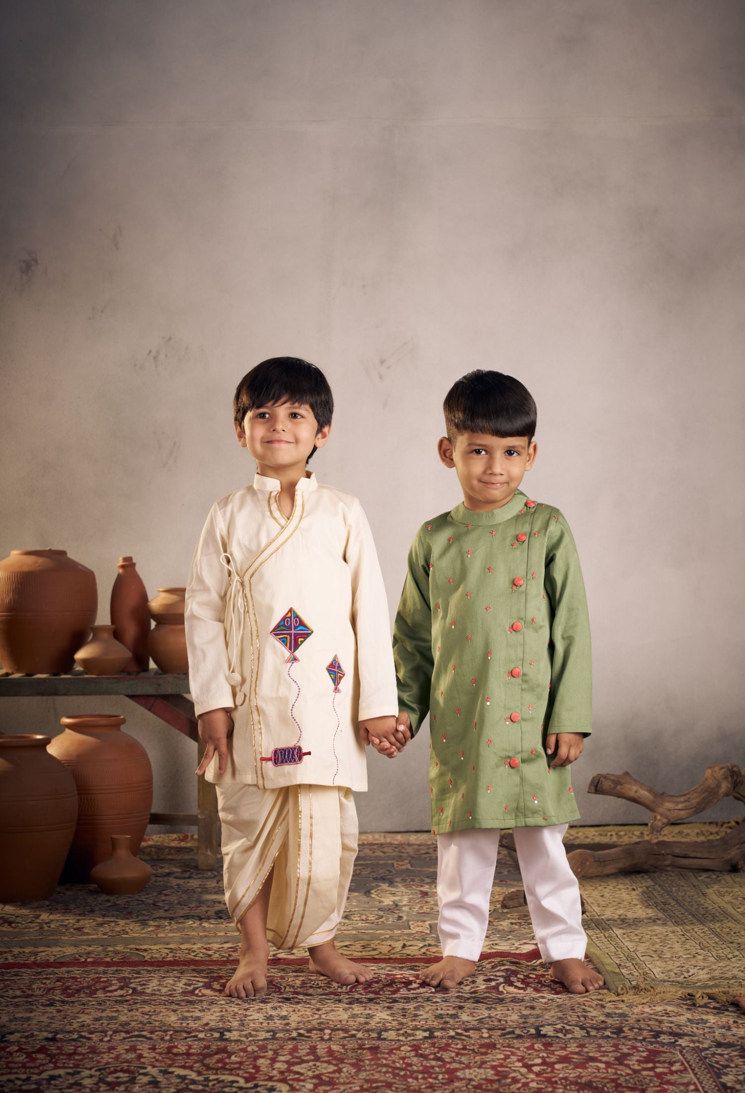 Olive Kurta Set For Boys