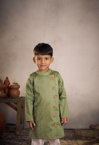 Olive Kurta Set For Boys