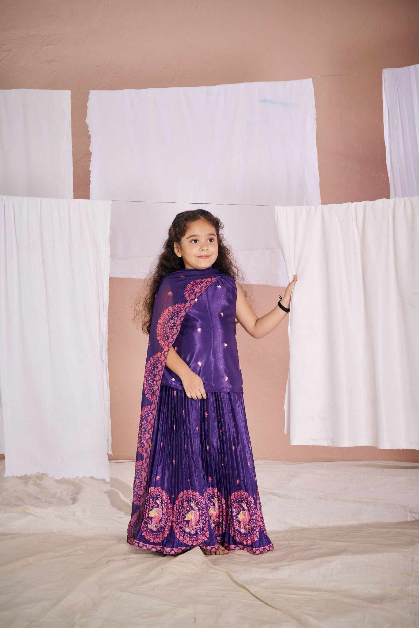 Purple Kalamkari Lehenga Set