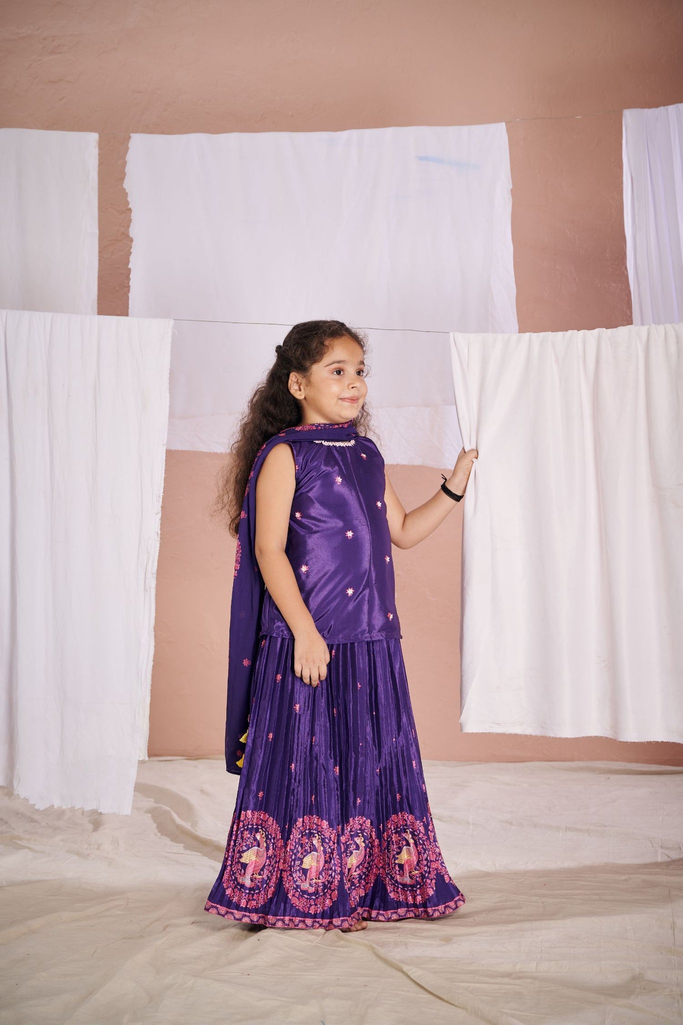 Purple Kalamkari Lehenga Set