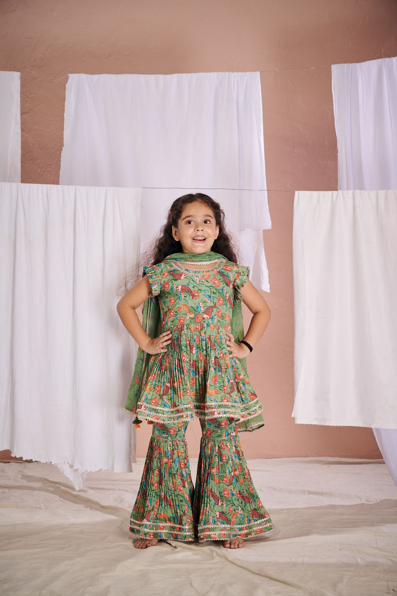 Green Fish Sharara Set