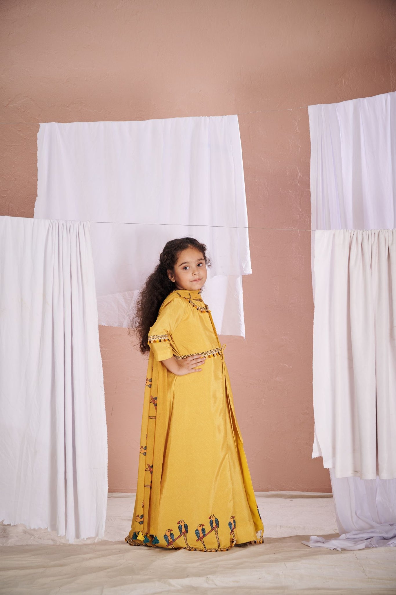 Yellow Parrot Anarkali Jacket Set