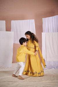 Yellow Parrot Anarkali Jacket Set