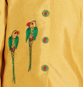 Yellow Appliqued Handwork Bandhgala Set.