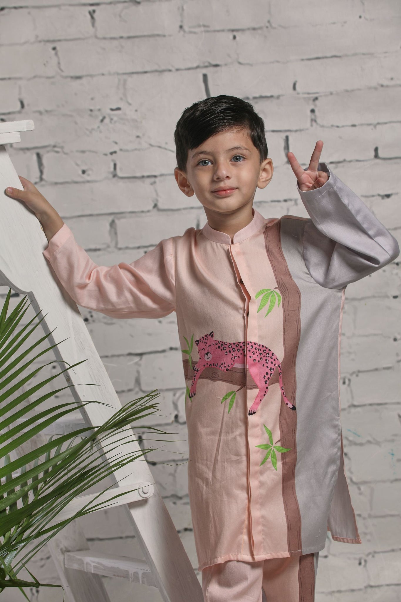 Peach Long Kurta And Pants Set