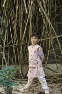 Peach Animal Print Bandi Kurta And Pants Set