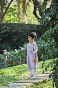 Pink And Lavender Animal Print Long Kurta And Pants Set