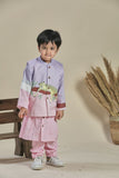 Pink And Lavender Bandi Kurta And Pants Set