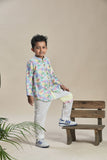 Tropical Print Short Shirt Kurta Pants Co-Ord Set