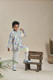 Tropical Print Short Shirt Kurta Pants Co-Ord Set